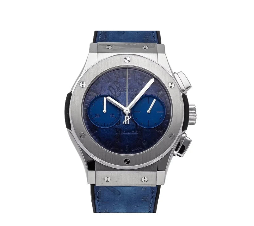 Hublot Classic Fusion 45mm Special Edition Berluti Scritto Ocean Blue Leather Band Watch