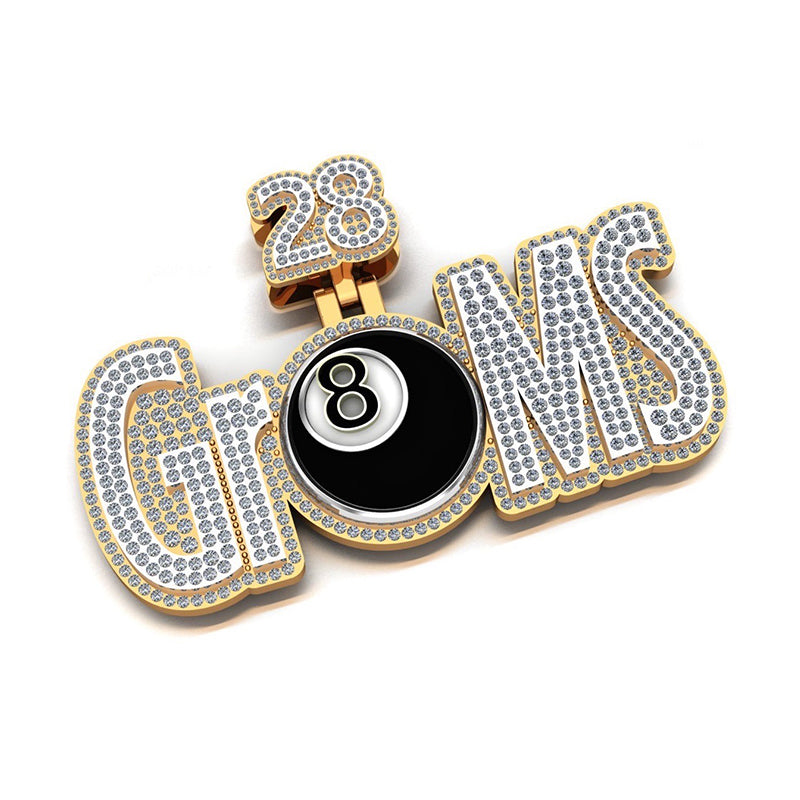 10K or 14K Gold Groms 3d Pendant
