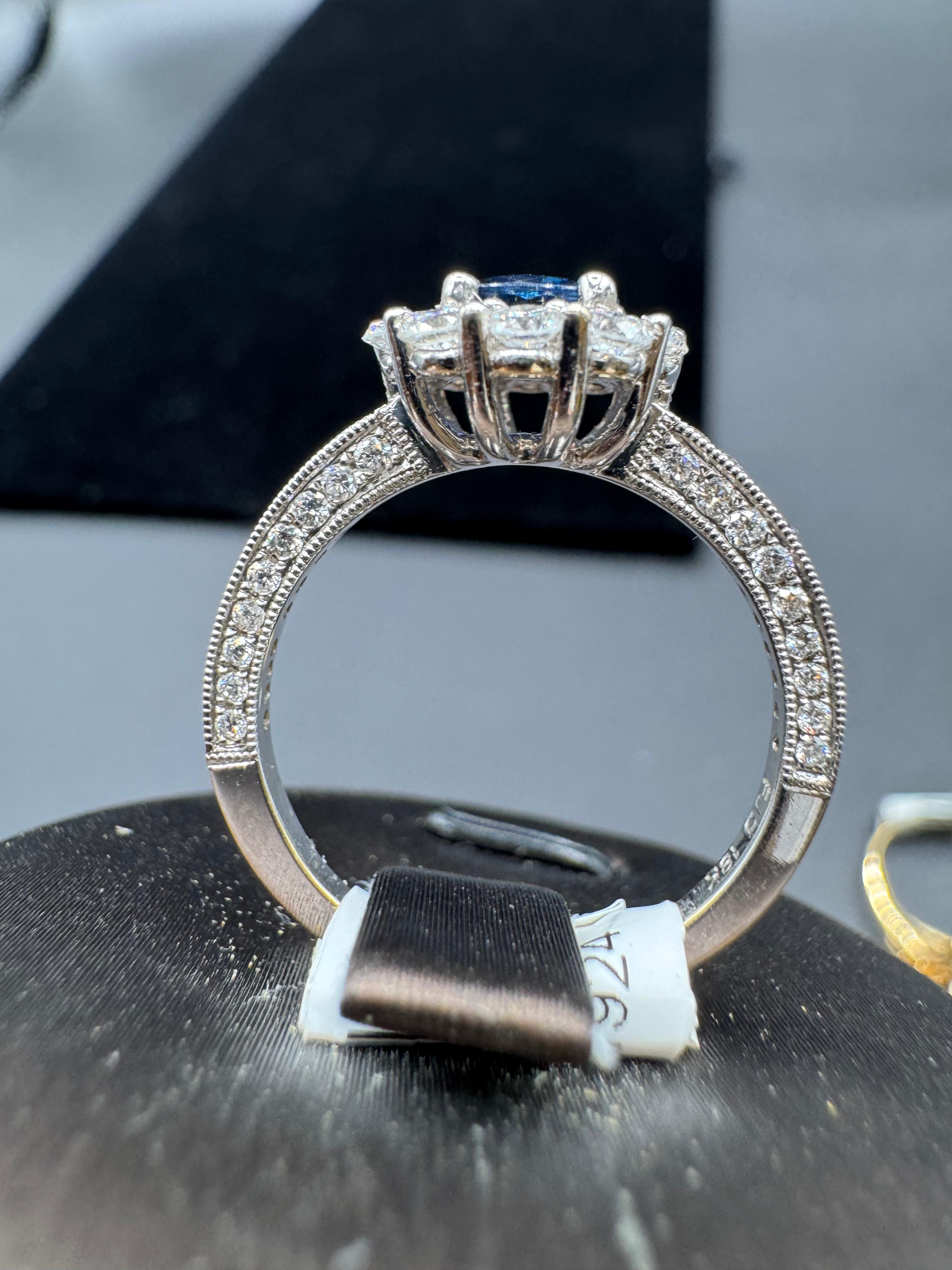 14KT White Gold 1.25CT Diamond & 0.50CT SAPHIRE ring.