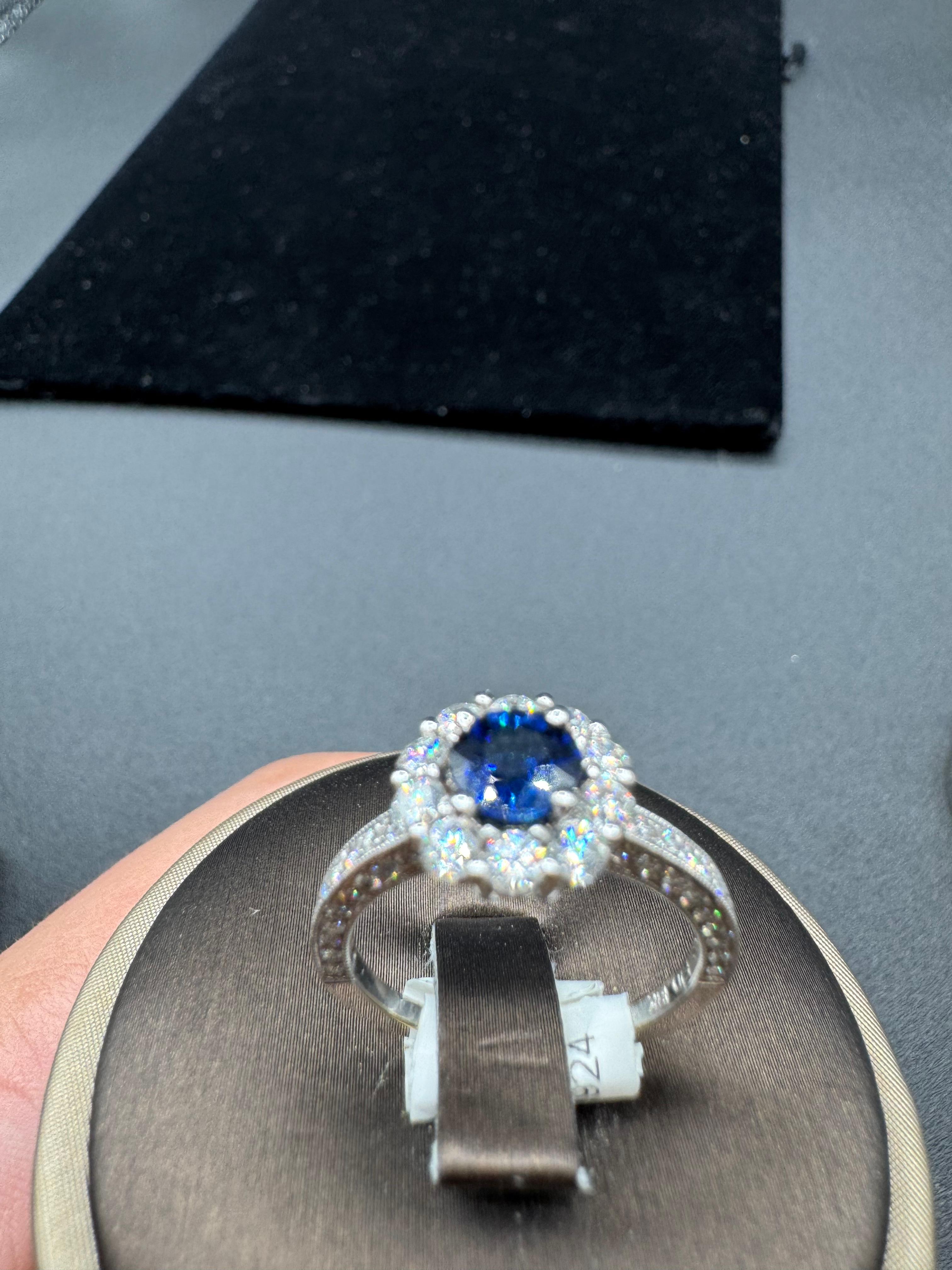 14KT White Gold 1.25CT Diamond & 0.50CT SAPHIRE ring.