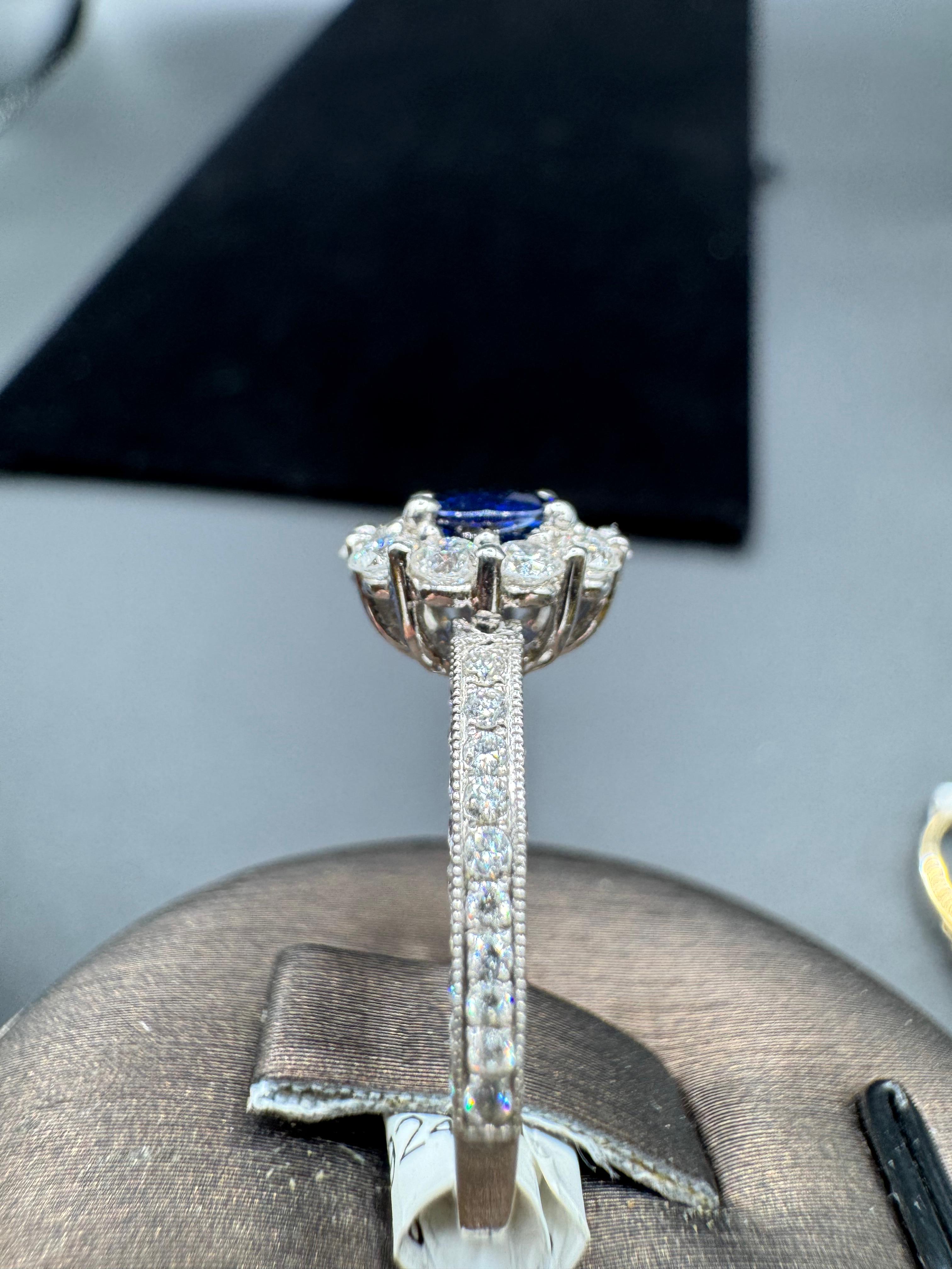 14KT White Gold 1.25CT Diamond & 0.50CT SAPHIRE ring.