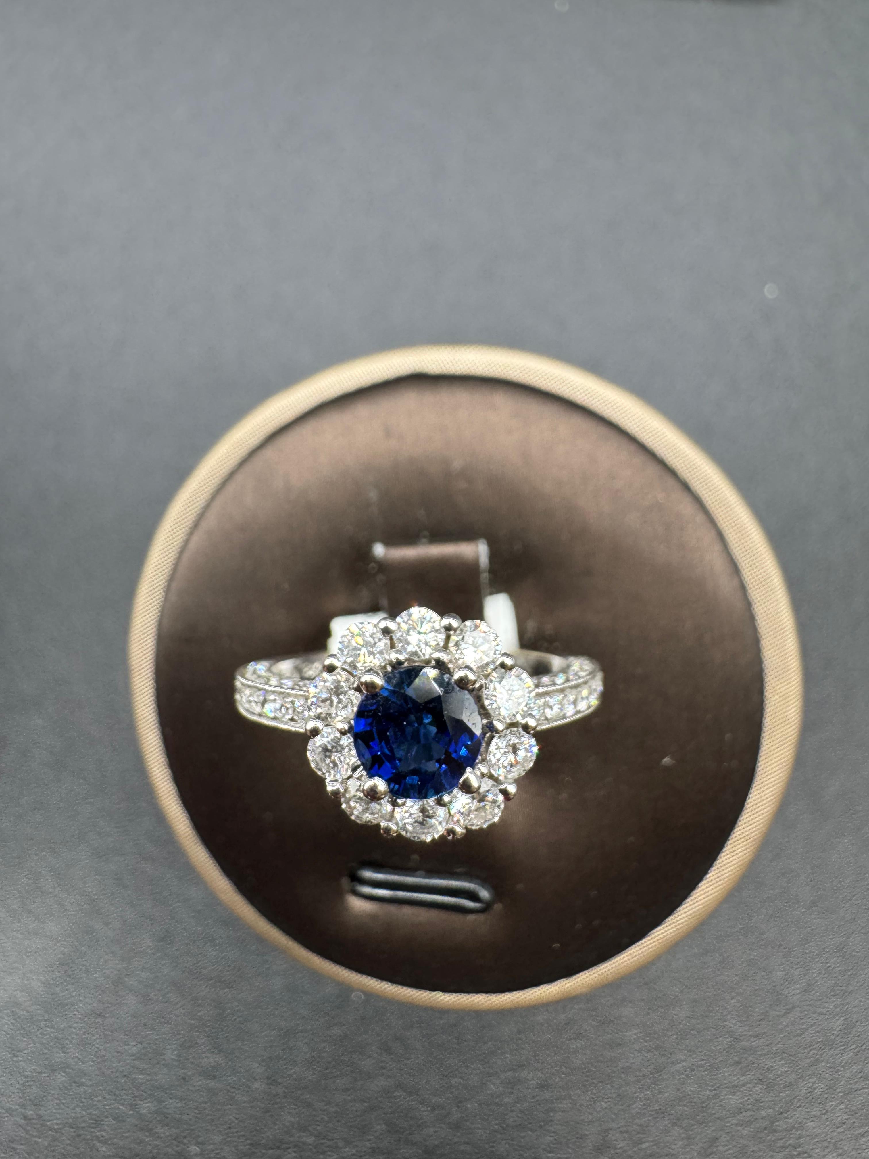 14KT White Gold 1.25CT Diamond & 0.50CT SAPHIRE ring.
