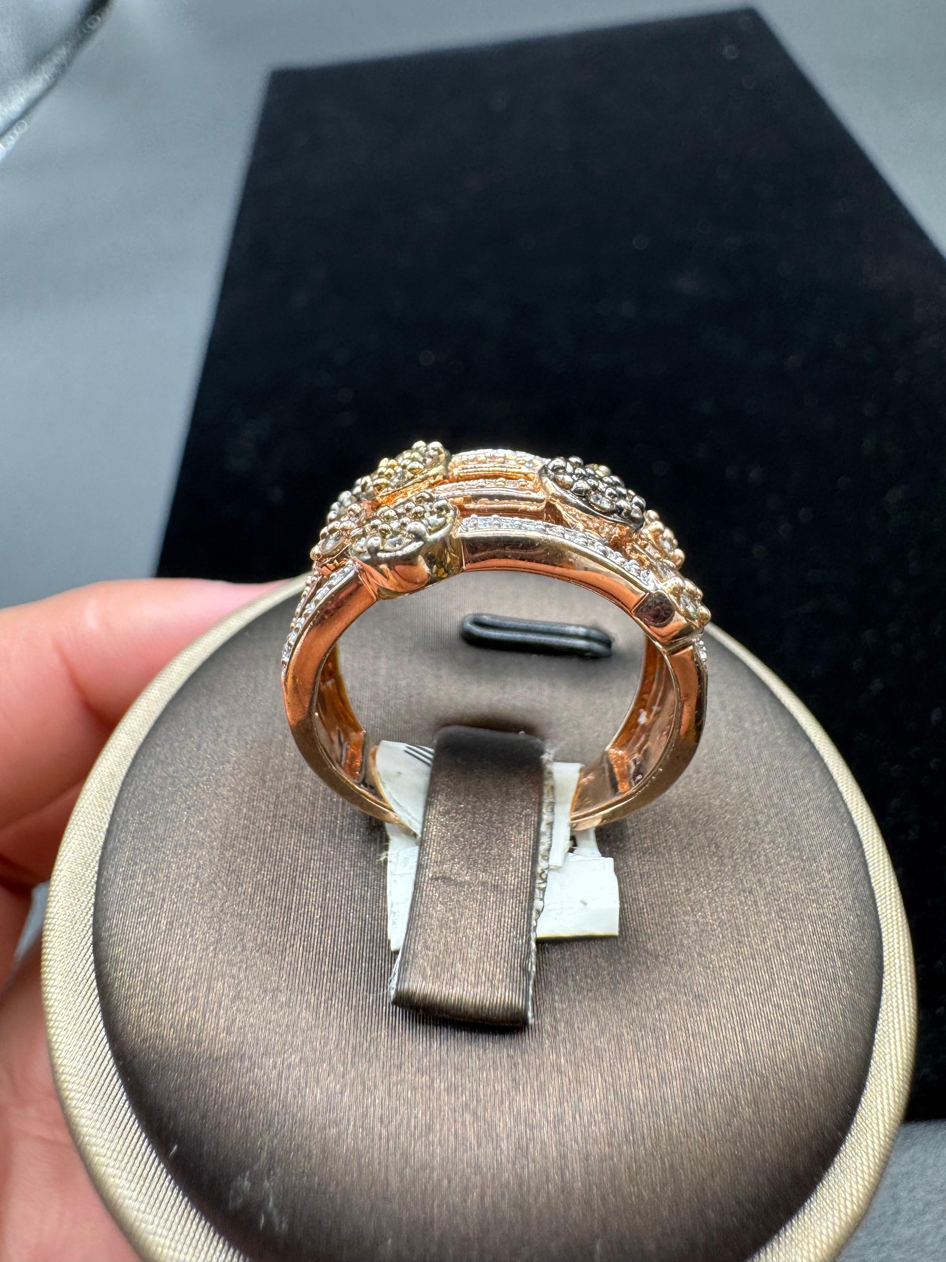 10KT Rose Gold 0.95CT FOUR Layered Diamond Ring.