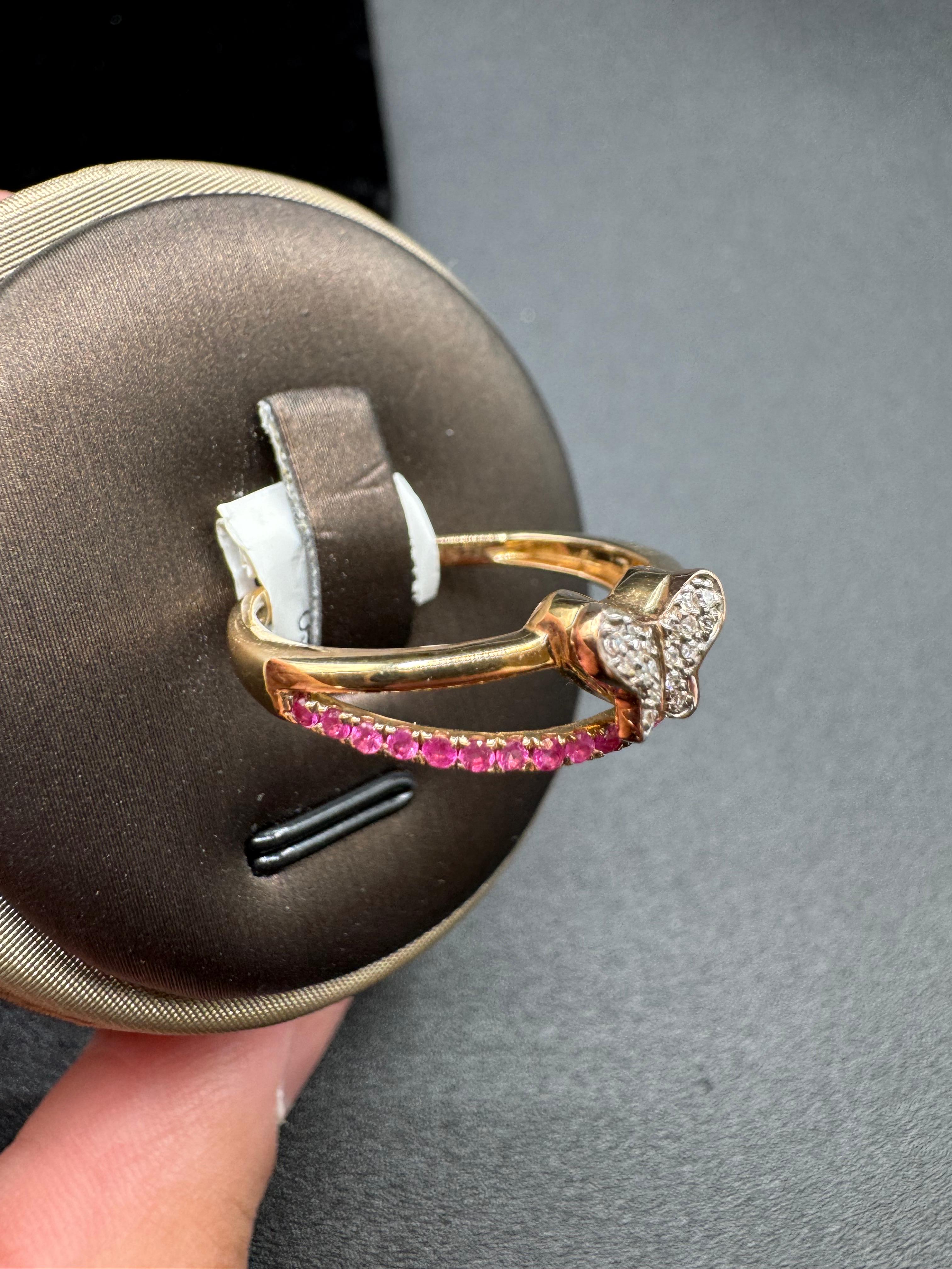 10KT Yellow Gold 0.30CT BUTTERFLY Diamond Ring.