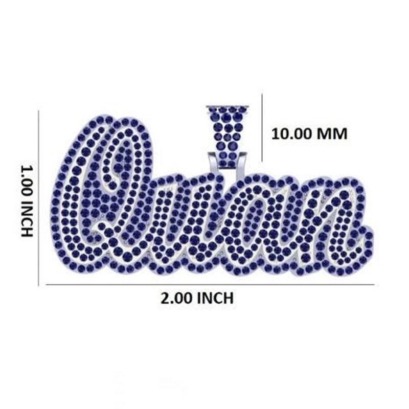 10K Gold Quan Blue Dia 3d Pendant