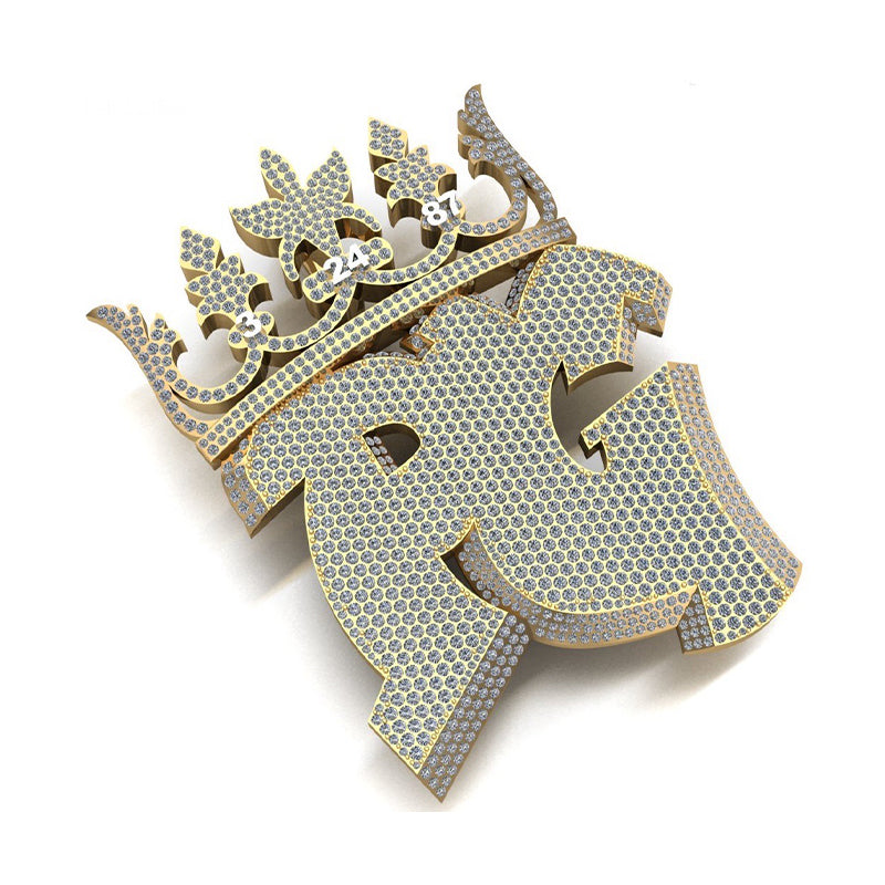 10K or 14K Gold RG 3d Pendant