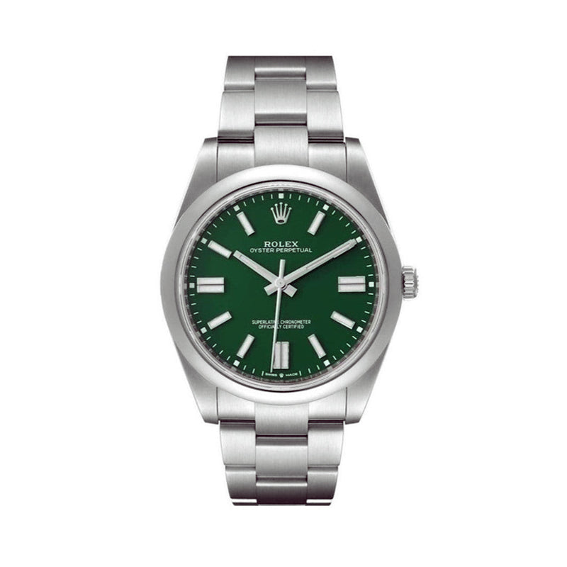 Rolex Oyster Perpetual 41mm Green Dial Oyster Stainless Steel Watch 124300