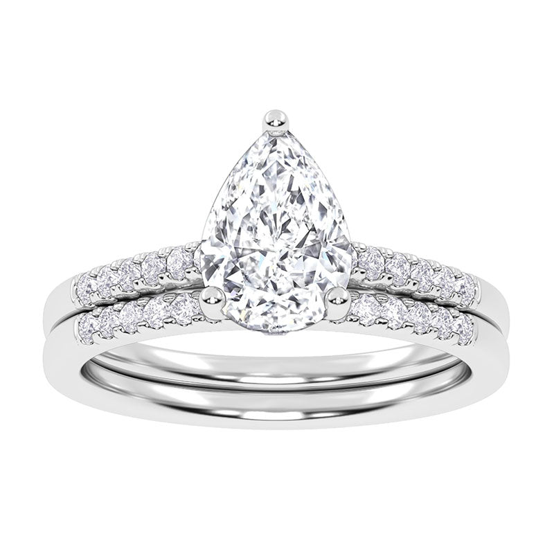 Eternity Pear Shape Halo Engagement Ring