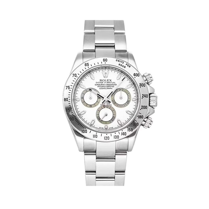 Rolex Daytona Cosmograph 40mm Oyster White Dial Stainless Steel Bezel Watch 116520