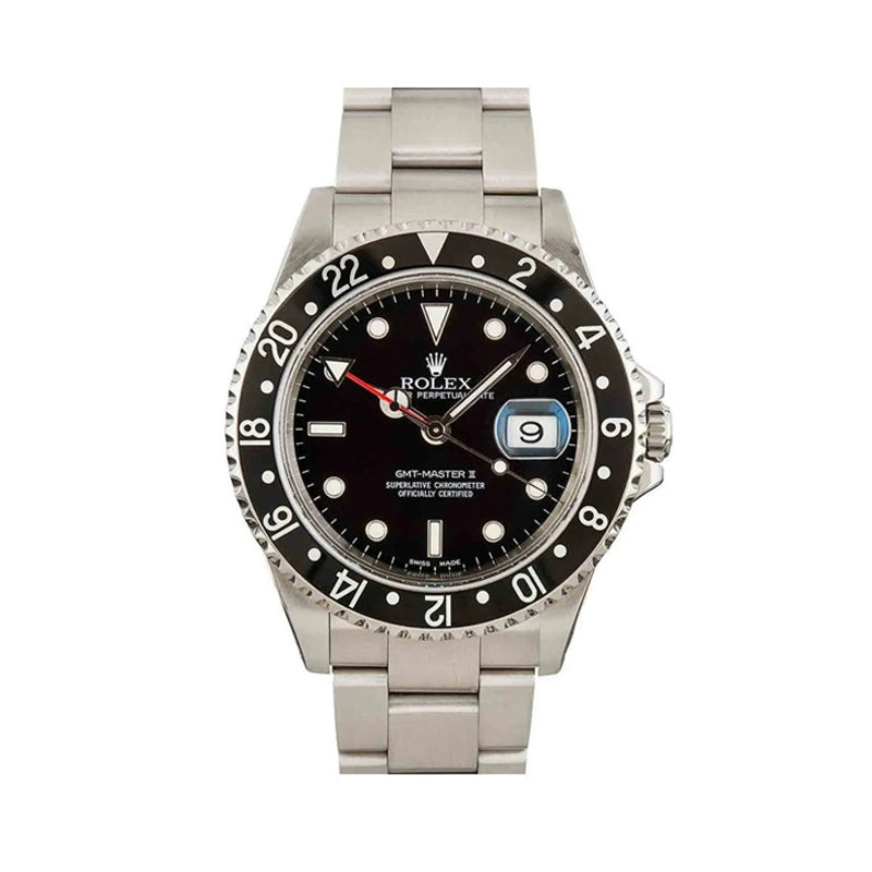 Rolex GMT-Master II 40mm Black Dial & Bezel Oyster Stainless Steel Watch 16710