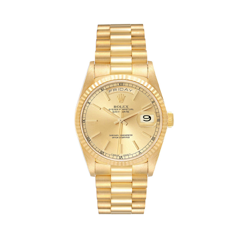 Rolex President Day-Date 18K Yellow Gold Champagne Dial Mens Watch 18238
